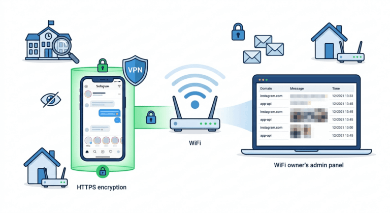 WiFi network privacy and Instagram activity visibility