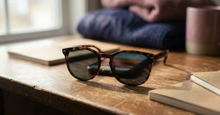 Bildschirm eines Smartphones spiegelt sich in einer Brille