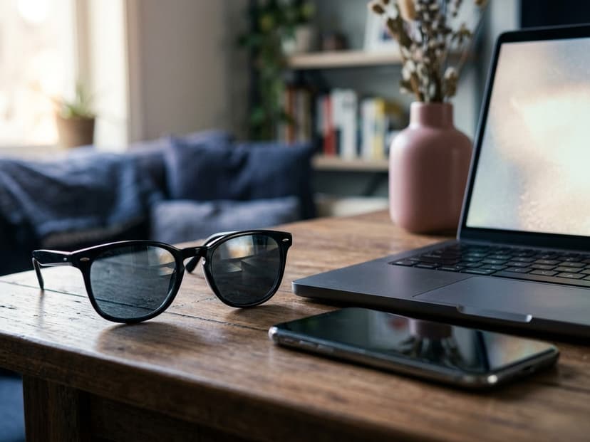 Laptop und Smartphone auf dem Schreibtisch, während ein öffentlicher Instagram-Beitrag im Browser geöffnet wird