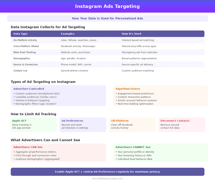Instagram ads targeting data and privacy controls infographic