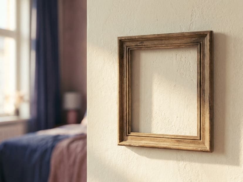 Leerer Bilderrahmen an einer hellen Wand