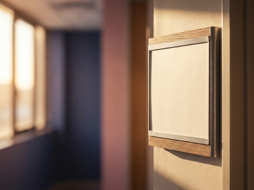 Türschild auf die leere Seite gedreht
