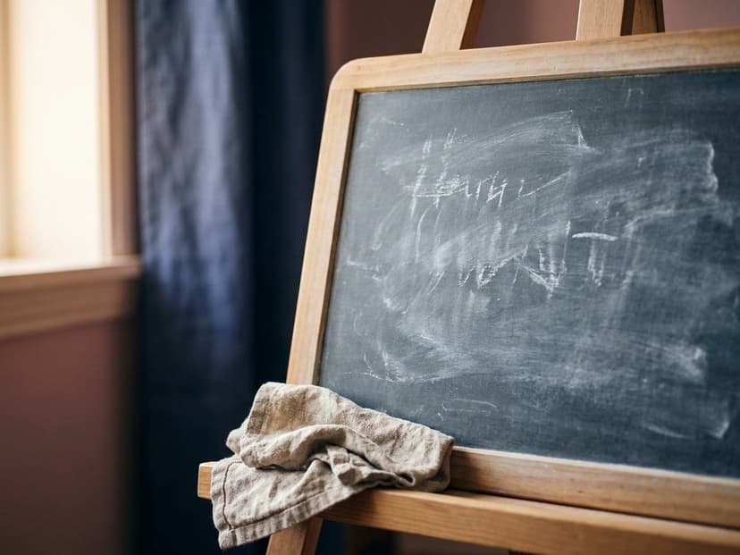 Teilweise weggewischte Kreideschrift auf einer Tafel