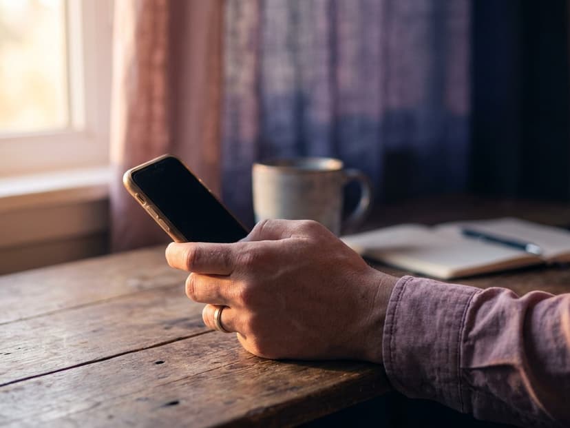 Smartphone halb im Schatten und halb im Sonnenlicht