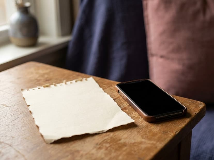 Abgerissenes Kalenderblatt auf dem Tisch neben einem Smartphone