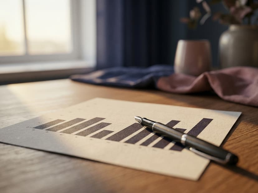 Ausgedrucktes Balkendiagramm mit Stift auf dem Schreibtisch