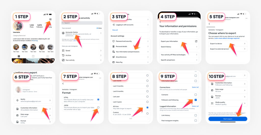 Visualizing step-by-step tutorial of downloading Instagram Data 