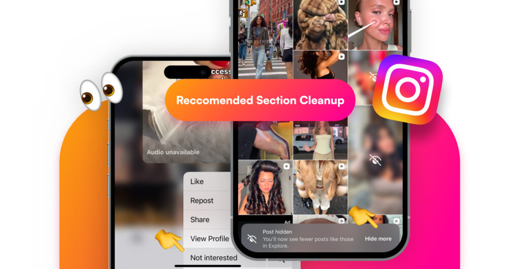 Instagram recommended feed cleanup process, removing unwanted content suggestions