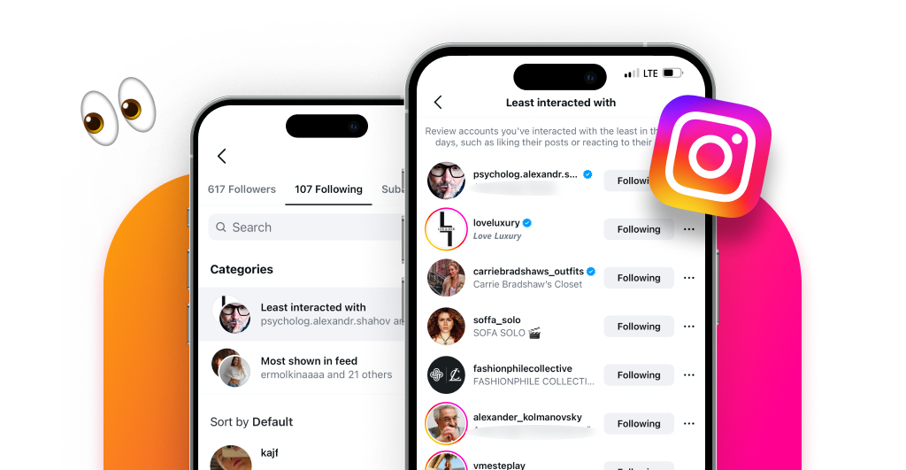 Instagram least interacted with accounts feature in the followers list settings screen